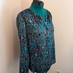 Talbots Misses Large Paisley Popover Blouse